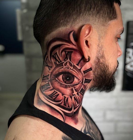 Eye Tattoo on Neck 