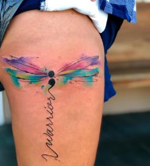Semicolon Dragonfly Tattoo