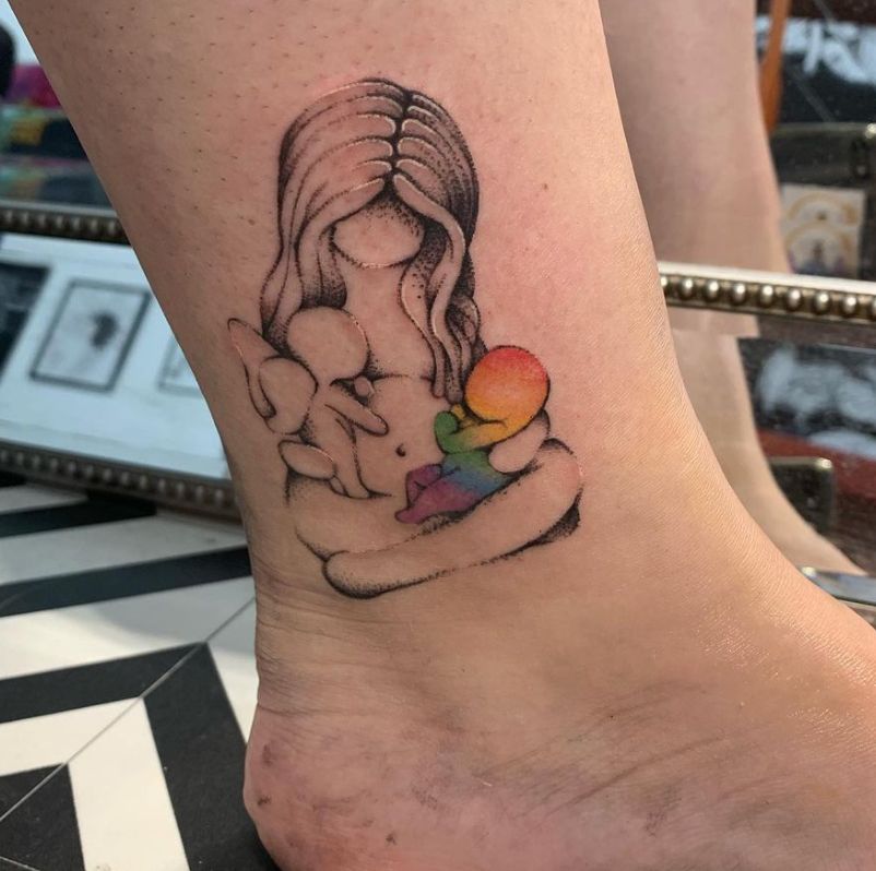 rainbow baby tattoo for mom