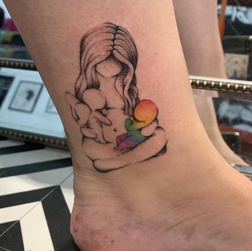 rainbow baby tattoo for mom